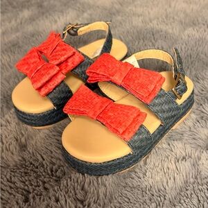 Chic Women's Sandals with Red Bows